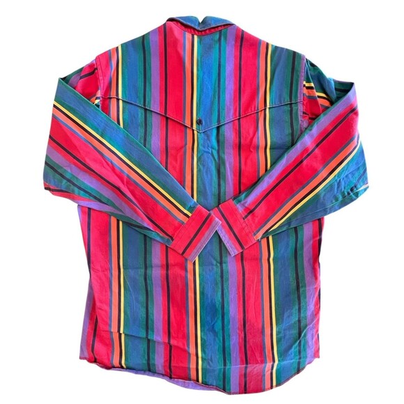 Wrangler Vintage Brushpopper Button Shirt Mens X Long Tail Sz 16-34 Stripes - Picture 2 of 7